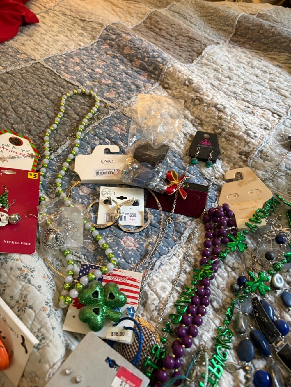 Variety box-over 50 pieces-costume jewelry.Necklaces, earrings, bracelets, pins